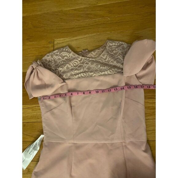 NWOT JS Collection women's Elegant Blush Pink Lace neck Mermaid long Dress sz 10 - Picture 6 of 10